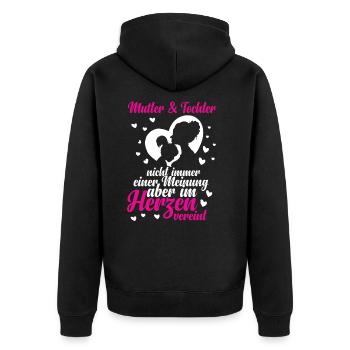 Mutter und Tochter im Herzen vereint - Unisex Premium Bio Zip Hoodie - Schwarz - Hinten - Nico (187cm)