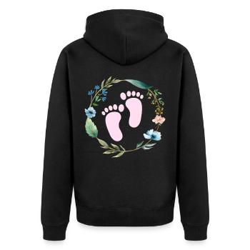 mère future sexe reveal grossesse - Veste à capuche bio Premium Unisexe - noir - Dos - Nico (187cm)