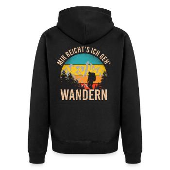 Wandern Berge Wanderer Geschenk - Unisex Premium Bio Zip Hoodie - Schwarz - Hinten - Nico (187cm)