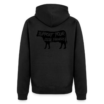 Support Your Local Farmers - Cow Farmers Farmers - Unisex Premium Organic Zip Hoodie - black - Back - Nico (187cm)