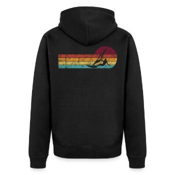 Surfen Windsurfer Windsurfen Windsurfing Retro - Unisex Premium Bio Zip Hoodie - Schwarz - Hinten - Nico (187cm)
