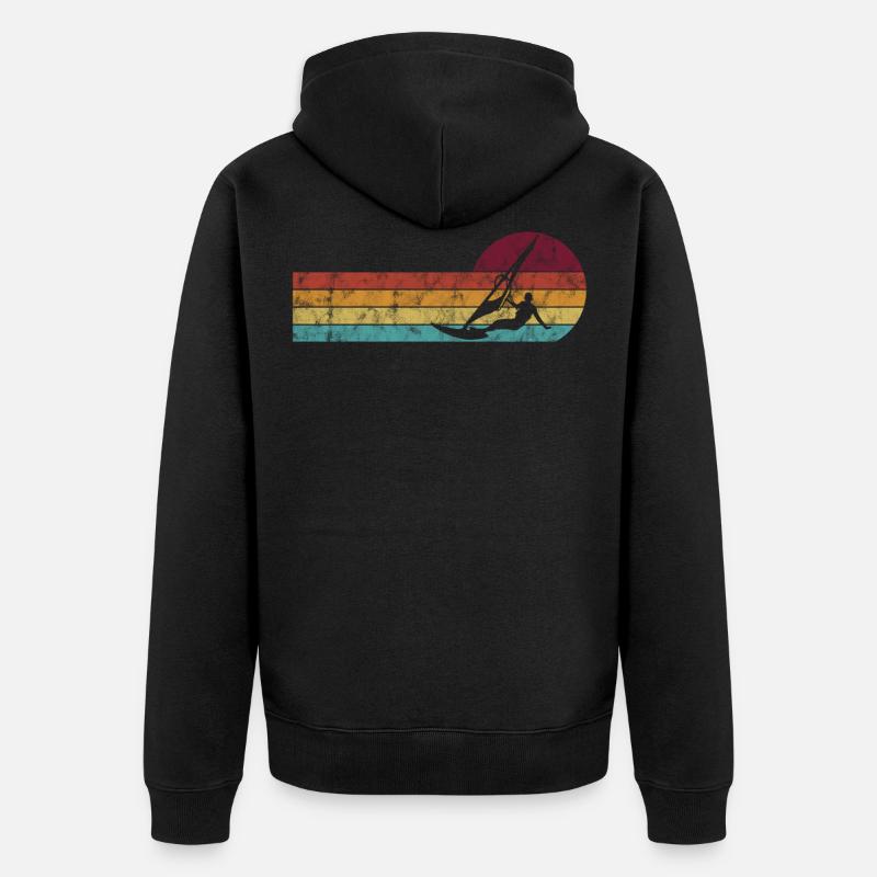 Planche à voile Windsurfing Retro - Veste à capuche bio Premium Unisexe - noir