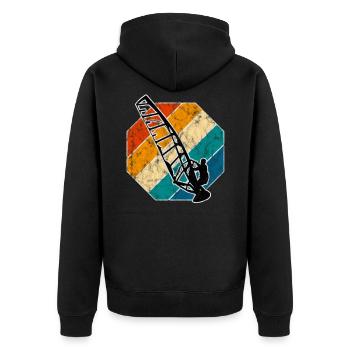 Windsurfing Retro Surfing Windsurfer Windsurfing - Unisex Premium Organic Zip Hoodie - black - Back - Nico (187cm)