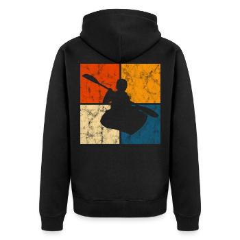 Rudern Retro Paddeln Boot Paddel Kajak Kayak Kanu - Unisex Premium Bio Zip Hoodie - Schwarz - Hinten - Nico (187cm)