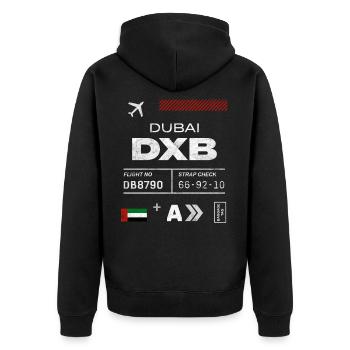Dubai airport tag - Unisex Premium Organic Zip Hoodie - black - Back - Nico (187cm)