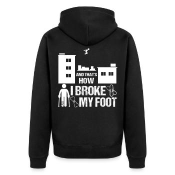 Pied Cassé fracture du pied cadeau enfant Parkour - Veste à capuche bio Premium Unisexe - noir - Dos - Nico (187cm)