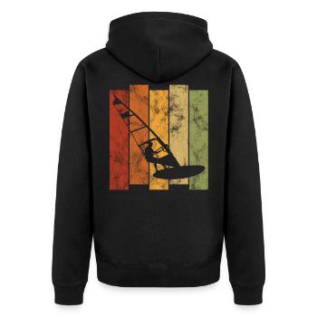 Windsurfen Surfen Retro Windsurfer Windsurfing - Unisex Premium Bio Zip Hoodie - Schwarz - Hinten - Nico (187cm)