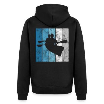 Paddeln Kayak Retro Kajak Rudern Boot Paddel Kanu - Unisex Premium Bio Zip Hoodie - Schwarz - Hinten - Nico (187cm)