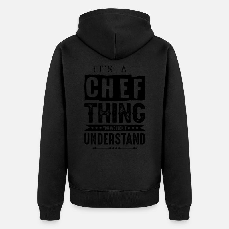 chef chef chef kitchen - Unisex Premium Organic Zip Hoodie - black