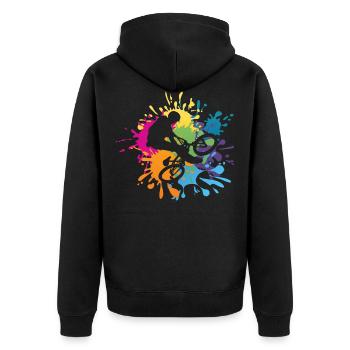 BMX MTB Colour Splash Geschenkidee - Unisex Premium Bio Zip Hoodie - Schwarz - Hinten - Nico (187cm)