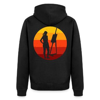 Malerin Künstlerin Kunst Künstler Retro Malerei - Unisex Premium Bio Zip Hoodie - Schwarz - Hinten - Nico (187cm)