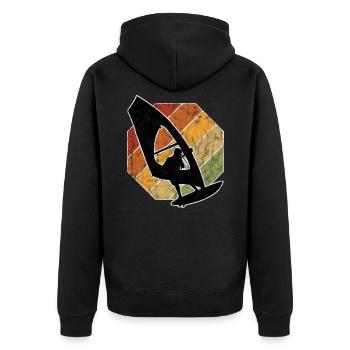 Windsurfen Surfen Retro Windsurfing Windsurfer - Unisex Premium Bio Zip Hoodie - Schwarz - Hinten - Nico (187cm)
