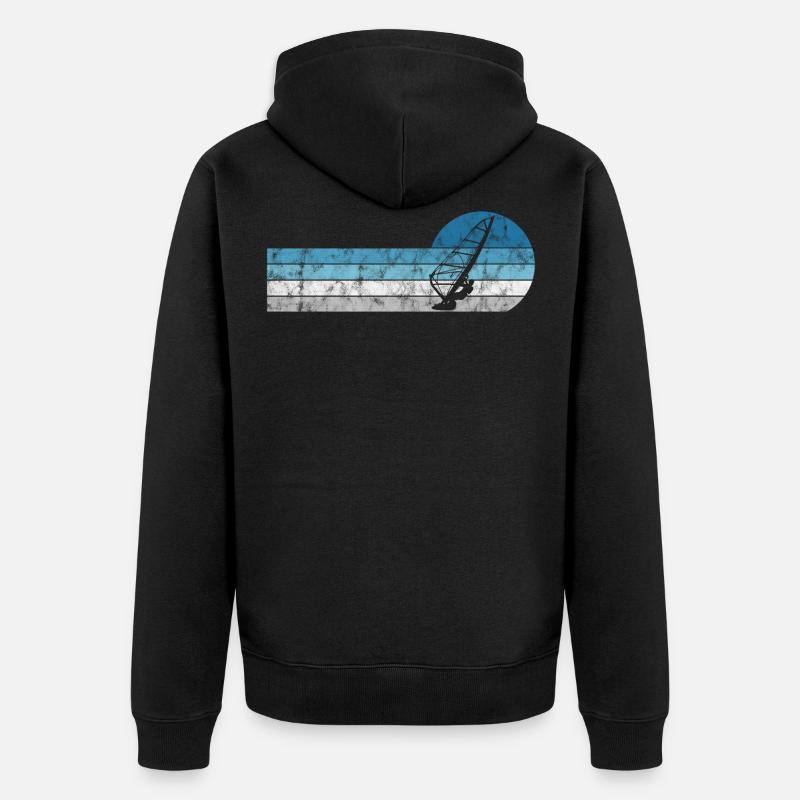 Windsurffer Surf sur Windsurf Retro - Veste à capuche bio Premium Unisexe - noir
