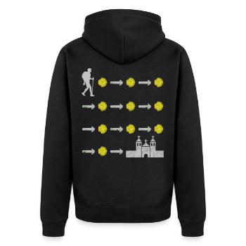 Camino de Santiago Jakobsweg Pilgermuschel Pilger - Unisex Premium Bio Zip Hoodie - Schwarz - Hinten - Nico (187cm)