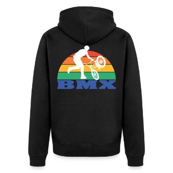 Roue BMX | BMX conducteur | BMX Course - Veste à capuche bio Premium Unisexe - noir - Dos - Nico (187cm)
