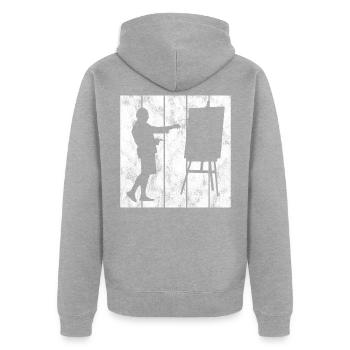 Künstler Retro Malerei Kunst Künstlerin Malerin - Unisex Premium Bio Zip Hoodie - Grau meliert - Hinten - Nico (187cm)