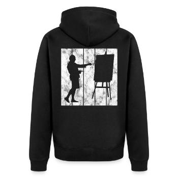 artiste rétro peinture artiste artiste peintre - Veste à capuche bio Premium Unisexe - noir - Dos - Nico (187cm)