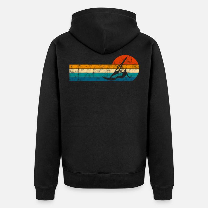 Windsurffer Surf sur Windsurf Retro - Veste à capuche bio Premium Unisexe - noir