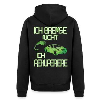 Rekuperation - Unisex Premium Bio Zip Hoodie - Schwarz - Hinten - Nico (187cm)