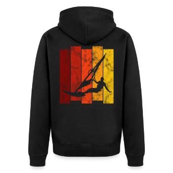 Surfen Windsurfen Windsurfing Retro Windsurfer - Unisex Premium Bio Zip Hoodie - Schwarz - Hinten - Nico (187cm)