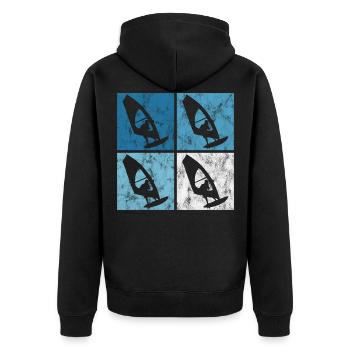 Surfen Retro Windsurfen Windsurfing Windsurfer - Unisex Premium Bio Zip Hoodie - Schwarz - Hinten - Nico (187cm)