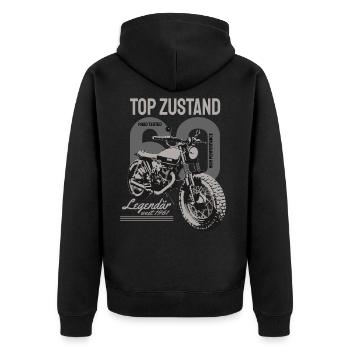 Legendary since 1961 60th birthday biker, motorcycle - Unisex Premium Organic Zip Hoodie - black - Back - Nico (187cm)