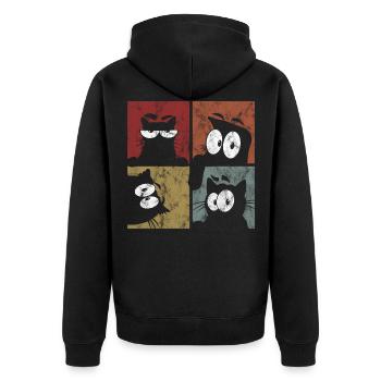 Chat chat chat rétro chat chat Chat Miau - Veste à capuche bio Premium Unisexe - noir - Dos - Nico (187cm)