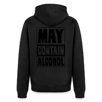 Alkohol Zitat - Unisex Premium Bio Zip Hoodie - Schwarz - Hinten - Nico (187cm)