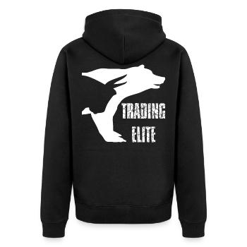 TRADING ELITE - Unisex Premium Organic Zip Hoodie - black - Back - Nico (187cm)