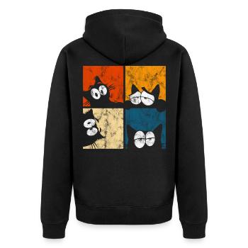 Chat Miau Chat Rétro Chat - Veste à capuche bio Premium Unisexe - noir - Dos - Nico (187cm)