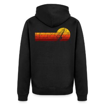 Surfen Windsurfen Windsurfer Retro Windsurfing - Unisex Premium Bio Zip Hoodie - Schwarz - Hinten - Nico (187cm)