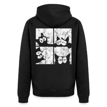 Chat Chat Miau Chat Rétro Chat Chat - Veste à capuche bio Premium Unisexe - noir - Dos - Nico (187cm)