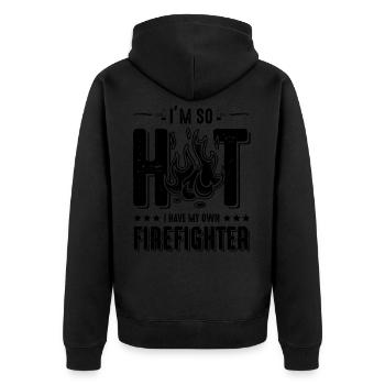 firefighter fire brigade hot - Unisex Premium Organic Zip Hoodie - black - Back - Nico (187cm)