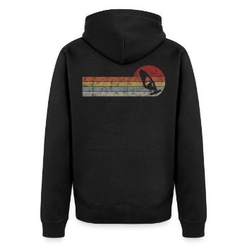 Windsurfen Windsurfing Windsurfer Surfen Retro - Unisex Premium Bio Zip Hoodie - Schwarz - Hinten - Nico (187cm)