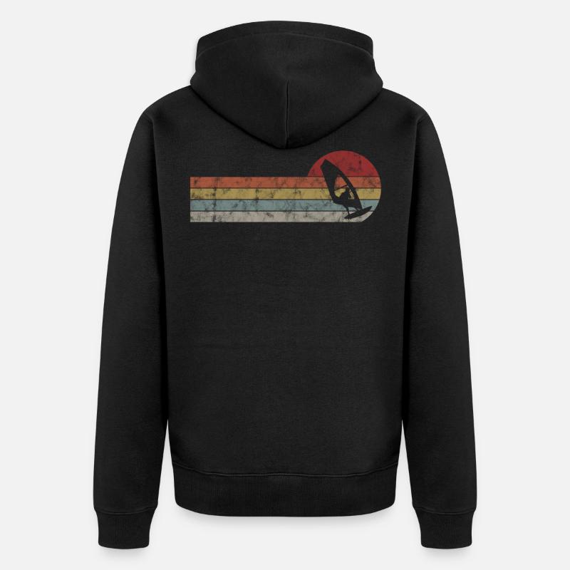 Windsurfen Windsurfing Windsurfer Surfen Retro - Unisex Premium Bio Zip Hoodie - Schwarz