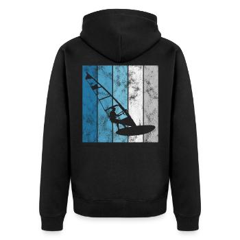 Windsurfing Windsurfen Windsurfer Retro Surfen - Unisex Premium Bio Zip Hoodie - Schwarz - Hinten - Nico (187cm)