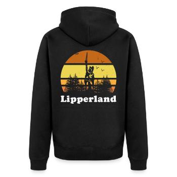 Lippe Lipperland Hermannsdenkmal Detmold Lemgo - Unisex Premium Organic Zip Hoodie - black - Back - Nico (187cm)