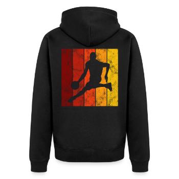 Basketballer Retro Basketballspieler Basketball - Unisex Premium Bio Zip Hoodie - Schwarz - Hinten - Nico (187cm)