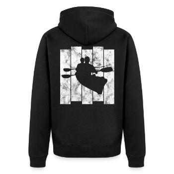 Paddel Retro Kanu Rudern Kayak Paddeln Kajak Boot - Unisex Premium Bio Zip Hoodie - Schwarz - Hinten - Nico (187cm)