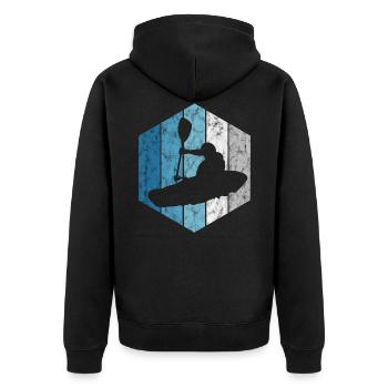 Paddling Canoe Rowing Kayak Retro Paddle Kayak Boat - Unisex Premium Organic Zip Hoodie - black - Back - Nico (187cm)