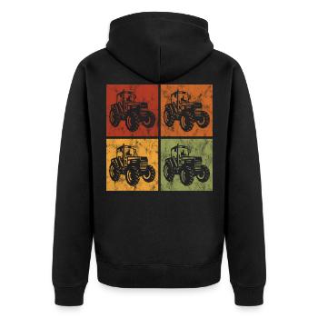 Tractor Tractor Farmer Tractors Retro Farm - Unisex Premium Organic Zip Hoodie - black - Back - Nico (187cm)