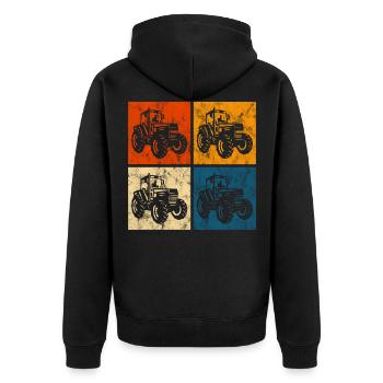 Bauernhof Retro Traktor Bauer Trecker Traktoren - Unisex Premium Bio Zip Hoodie - Schwarz - Hinten - Nico (187cm)