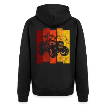 Farm Tractor Retro Farmer Tractor Tractors - Unisex Premium Organic Zip Hoodie - black - Back - Nico (187cm)