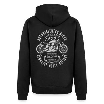 Legendär seit 1973 48. Geburtstag Biker, Motorrad - Unisex Premium Bio Zip Hoodie - Schwarz - Hinten - Nico (187cm)