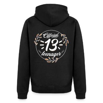 Adolescente Official 13 - Veste à capuche bio Premium Unisexe - noir - Dos - Nico (187cm)