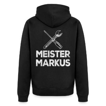 Meister Markus Auto KFZ-Mechaniker Handwerker - Unisex Premium Bio Zip Hoodie - Schwarz - Hinten - Nico (187cm)