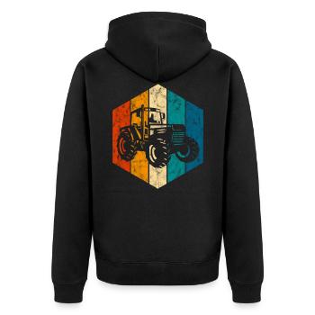 Ferme Fermeur Rétro tracteur tracteur tracteur - Veste à capuche bio Premium Unisexe - noir - Dos - Nico (187cm)