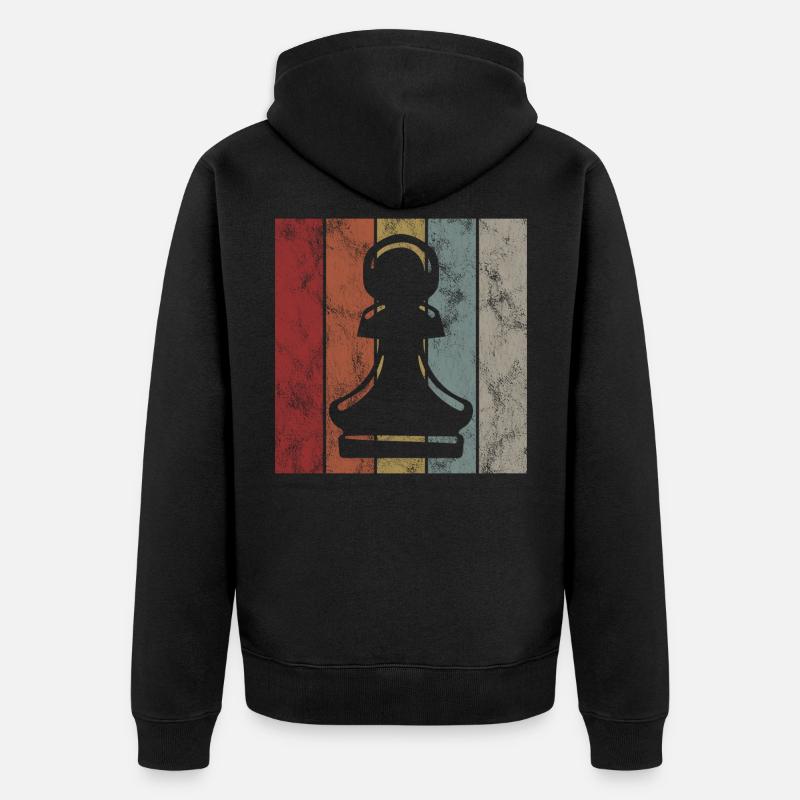 Échecs rétro échecs - Veste à capuche bio Premium Unisexe - noir