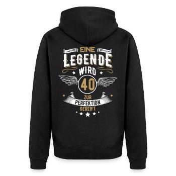 Eine Legende wird 40 Jahre alt - Unisex Premium Bio Zip Hoodie - Schwarz - Hinten - Nico (187cm)