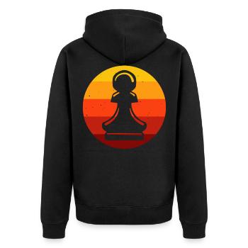 Schachmatt Retro Schachspieler Schachfigur Schach - Unisex Premium Bio Zip Hoodie - Schwarz - Hinten - Nico (187cm)